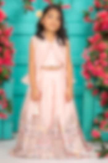 Soft Pink Organza Embroidered Lehenga Set For Girls by SHRUTI JALAN at Pernia's Pop Up Shop