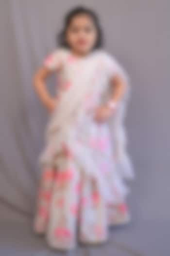 Beige & Pink Silk Printed Lehenga Set For Girls by SHRUTI JALAN at Pernia's Pop Up Shop