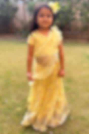 Light Blue Chanderi Embroidered Lehenga Set For Girls by SHRUTI JALAN at Pernia's Pop Up Shop