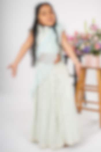 Light Blue Fabric Embroidered Lehenga Set For Girls by SHRUTI JALAN at Pernia's Pop Up Shop