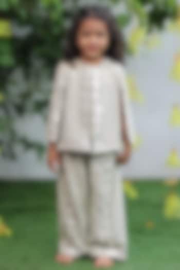 Pista Green Shantoon Embroidered Co-Ord Set For Girls by SHRUTI JALAN at Pernia's Pop Up Shop