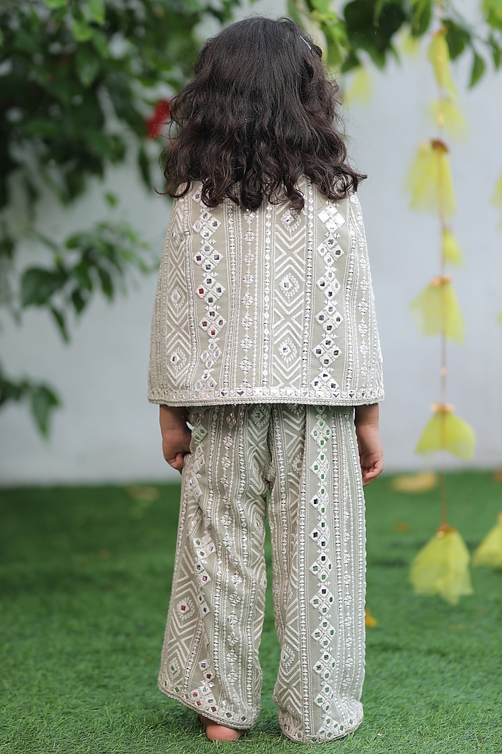 Pista Green Shantoon Embroidered Co-Ord Set For Girls by SHRUTI JALAN at Pernia's Pop Up Shop