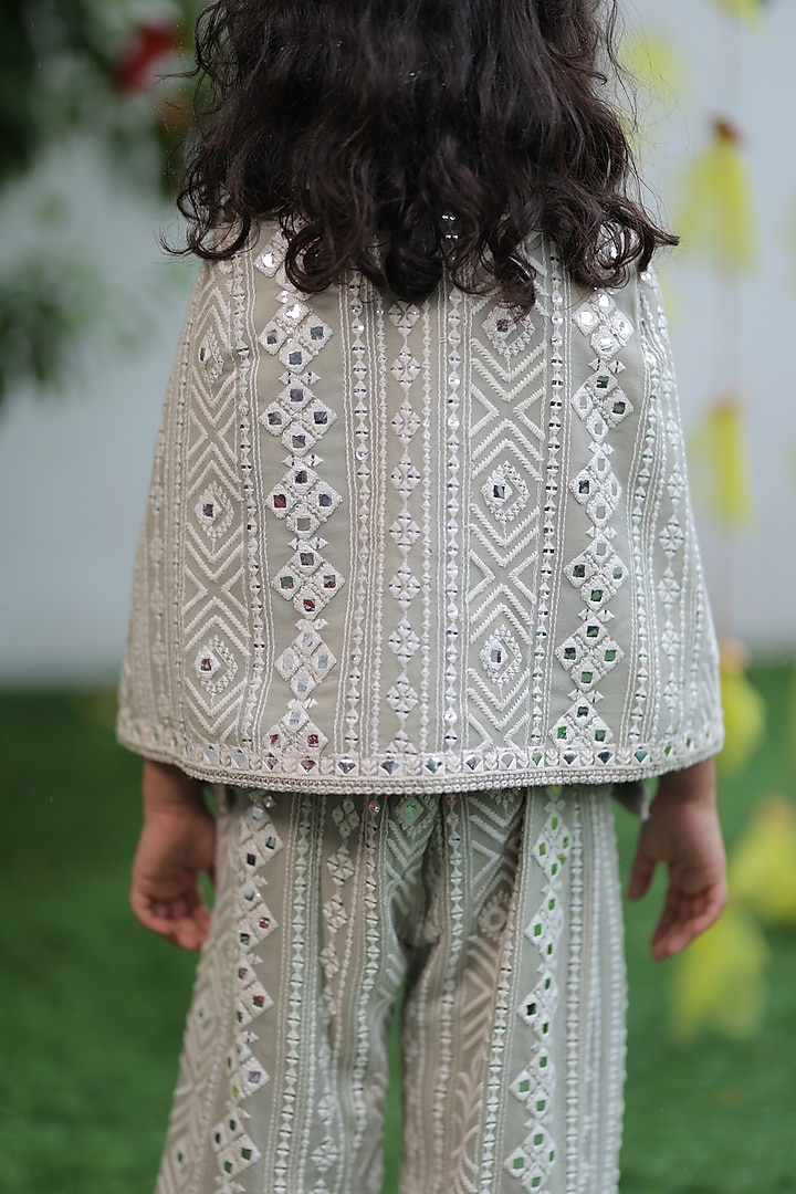 Pista Green Shantoon Embroidered Co-Ord Set For Girls by SHRUTI JALAN at Pernia's Pop Up Shop