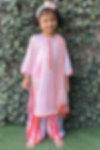 Pink Shaded Linen Silk Tunic Set For Girls by SHRUTI JALAN at Pernia's Pop Up Shop