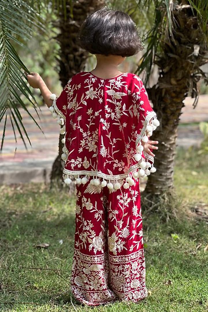 Reddish Maroon Georgette Co-Ord Set For Girls by SHRUTI JALAN at Pernia's Pop Up Shop