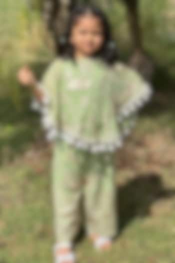 Pista Green Georgette Co-Ord Set For Girls by SHRUTI JALAN at Pernia's Pop Up Shop