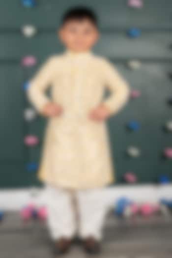 Yellow Georgette Embroidered Kurta Set For Boys by SHRUTI JALAN at Pernia's Pop Up Shop
