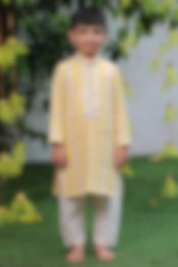 Light Blue Georgette & Silk Mirror Embroidered Sherwani Set For Boys by SHRUTI JALAN at Pernia's Pop Up Shop