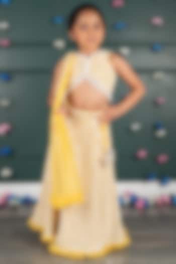 Yellow Georgette & Net Embroidered Lehenga Set For Girls by SHRUTI JALAN at Pernia's Pop Up Shop