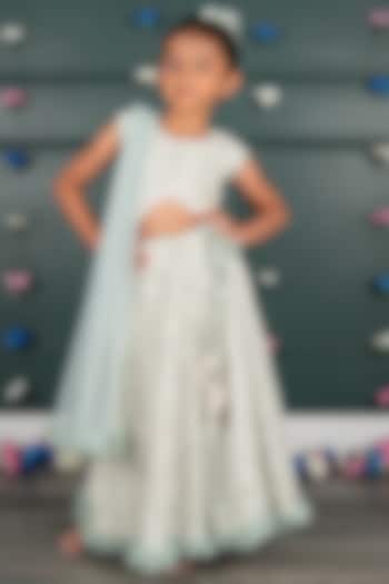 Blue Georgette & Net Embroidered Lehenga Set For Girls by SHRUTI JALAN at Pernia's Pop Up Shop
