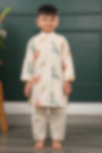 Cream Mal Embroidered Kurta Set For Boys by SHRUTI JALAN at Pernia's Pop Up Shop