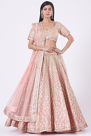 Blush Pink Embroidered Lehenga Set by SHIVA JANGRA