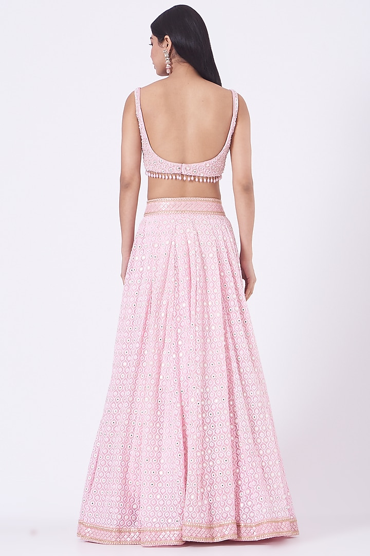 Pastel Pink Embroidered Wedding Lehenga Set by SHIVA JANGRA at Pernia's Pop Up Shop