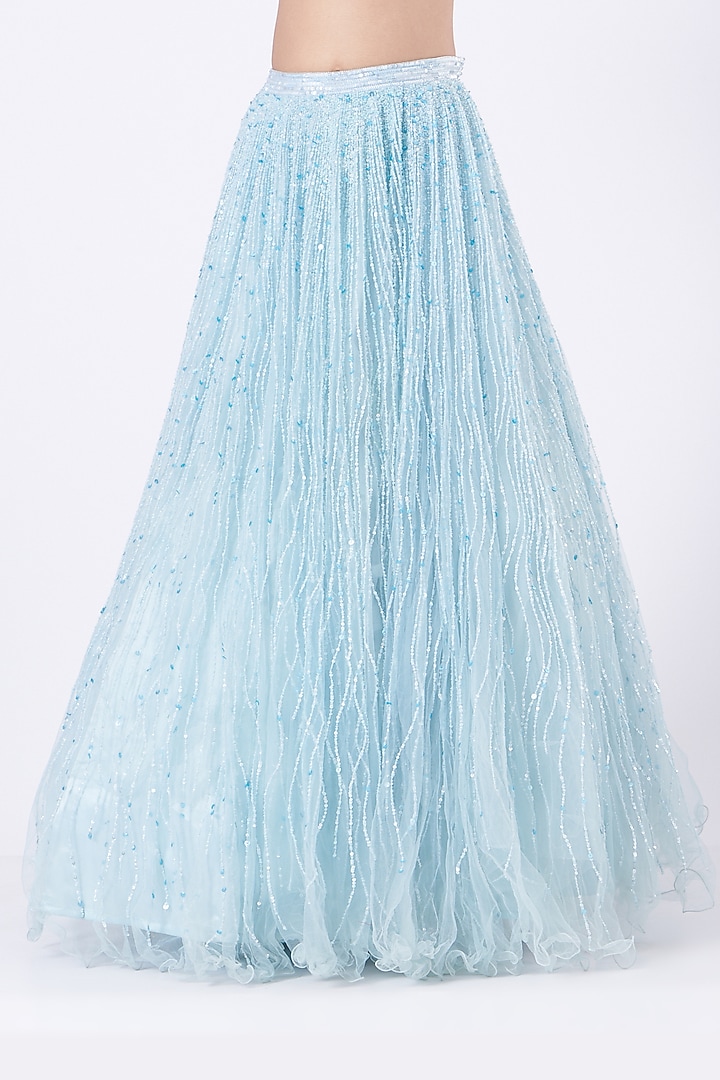 Powder Blue Embroidered Wedding Lehenga Set by SHIVA JANGRA at Pernia's Pop Up Shop