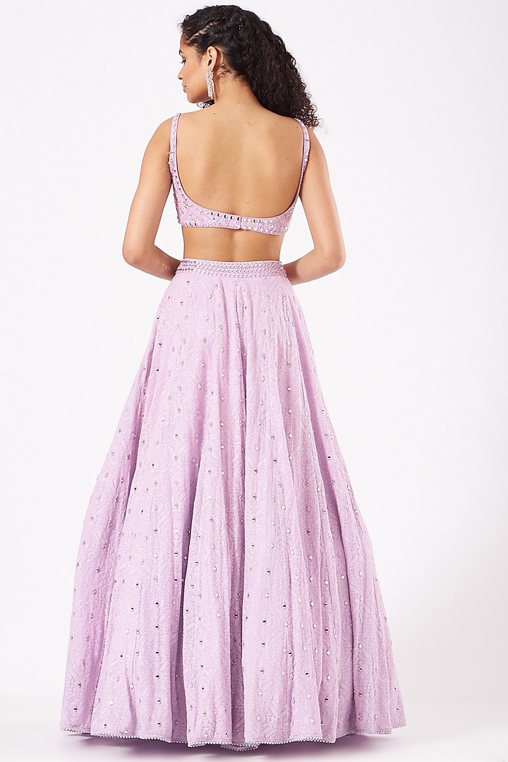 Lilac Hand Embroidered Wedding Lehenga Set by SHIVA JANGRA at Pernia's Pop Up Shop