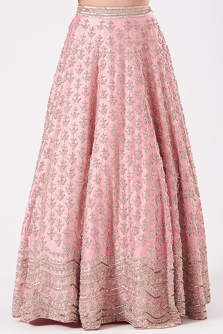 Blush Pink Hand Embroidered Bridal Lehenga Set by SHIVA JANGRA at Pernia's Pop Up Shop