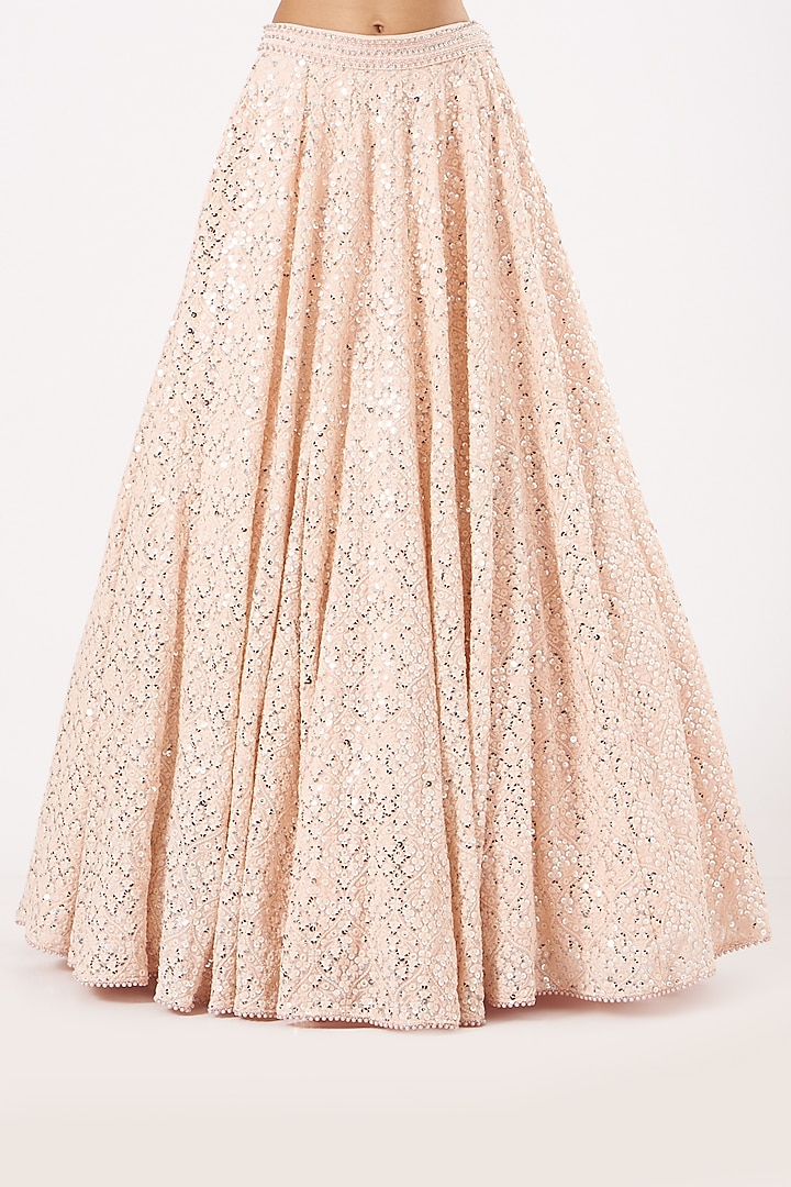 Peach Embroidered Wedding Lehenga Set by SHIVA JANGRA at Pernia's Pop Up Shop