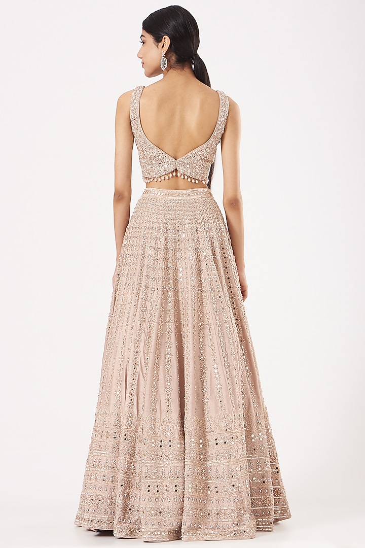 Champagne Embroidered Bridal Lehenga Set by SHIVA JANGRA at Pernia's Pop Up Shop