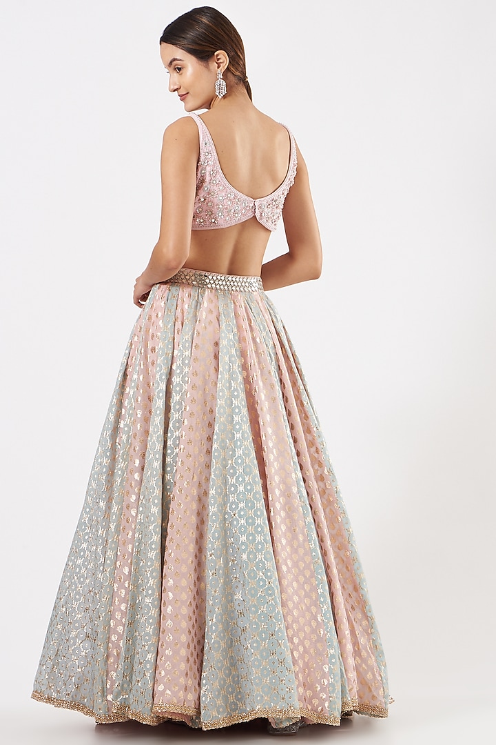 Blush Pink Hand Embroidered Wedding Lehenga Set by SHIVA JANGRA at Pernia's Pop Up Shop