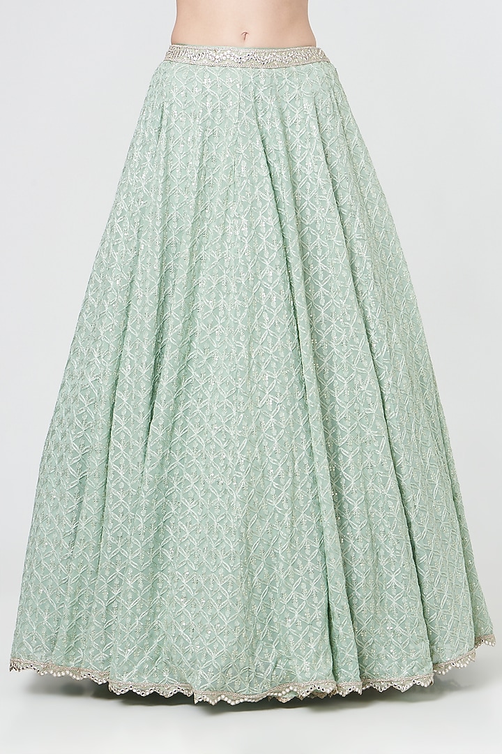 Mint Green Embroidered Wedding Lehenga Set by SHIVA JANGRA at Pernia's Pop Up Shop