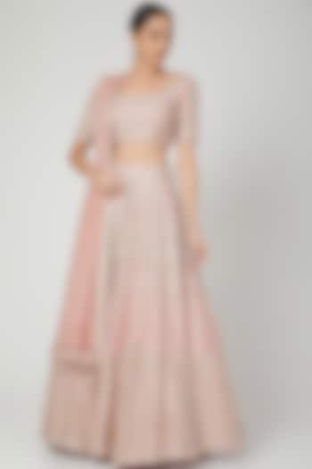 Blush Pink Embroidered Bridal Lehenga Set by SHIVA JANGRA