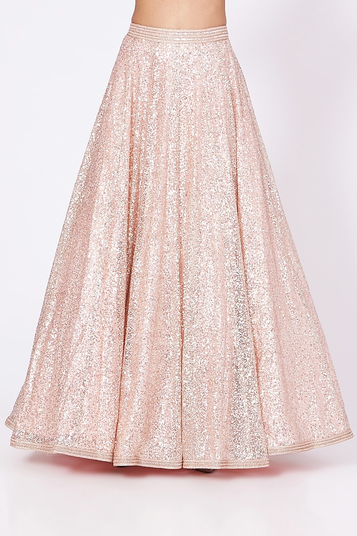 Peach Sequins Embroidered Wedding Lehenga Set by SHIVA JANGRA at Pernia's Pop Up Shop