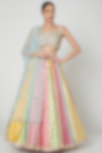 Multi Colored Wedding Lehenga Set With Mirror Work by SHIVA JANGRA at Pernia's Pop Up Shop