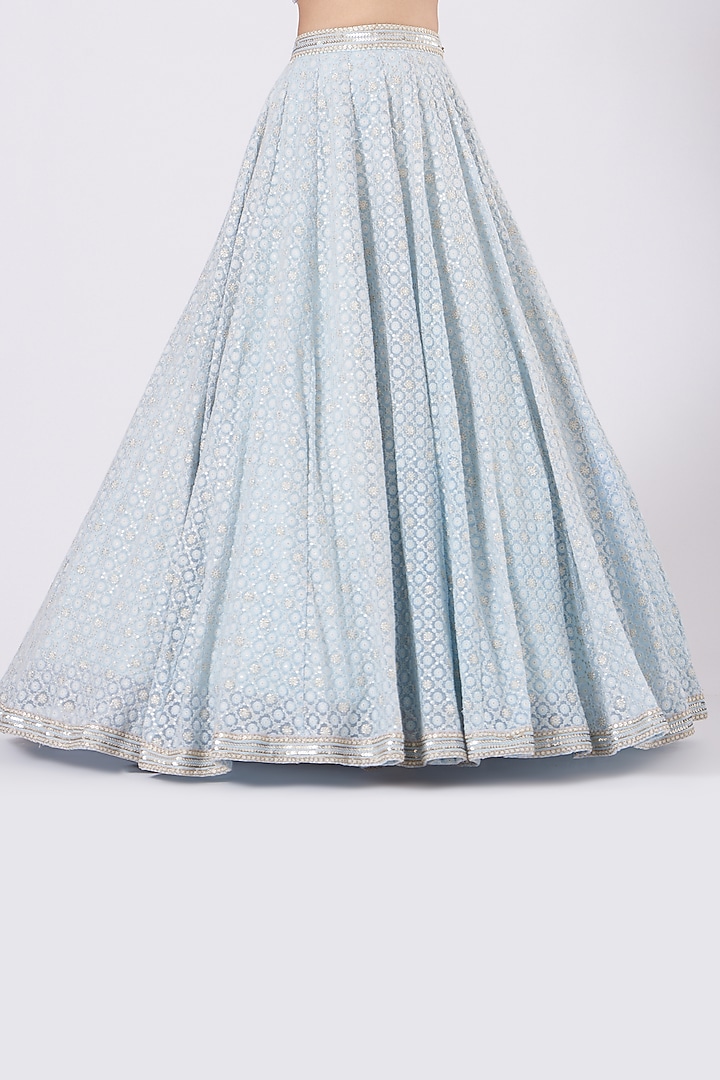 Sky Blue Embroidered Wedding Lehenga Set by SHIVA JANGRA at Pernia's Pop Up Shop