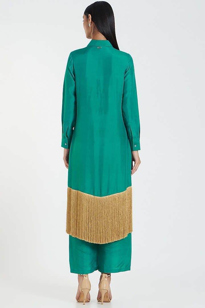 Blue & Golden Silk Kurta Set by 431-88 By Shweta Kapur at Pernia's Pop Up Shop