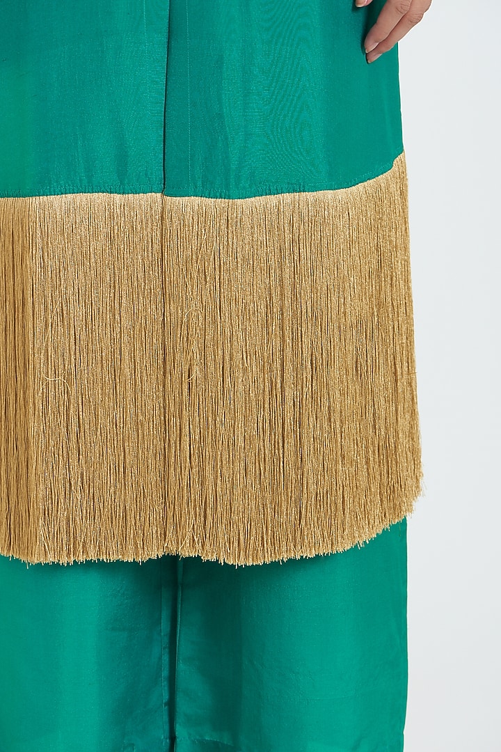 Blue & Golden Silk Kurta Set by 431-88 By Shweta Kapur at Pernia's Pop Up Shop