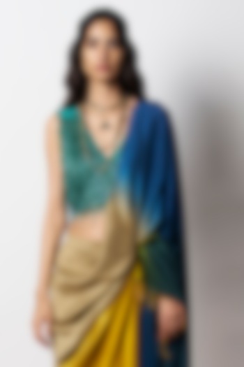 Emerald Green Silk Hand Embroidered Blouse by 431-88 By Shweta Kapur at Pernia's Pop Up Shop