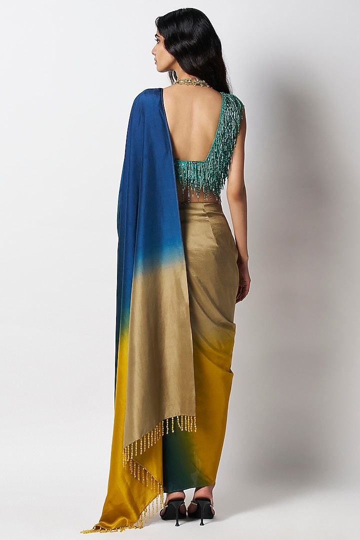 Emerald Green Silk Hand Embroidered Blouse by 431-88 By Shweta Kapur at Pernia's Pop Up Shop