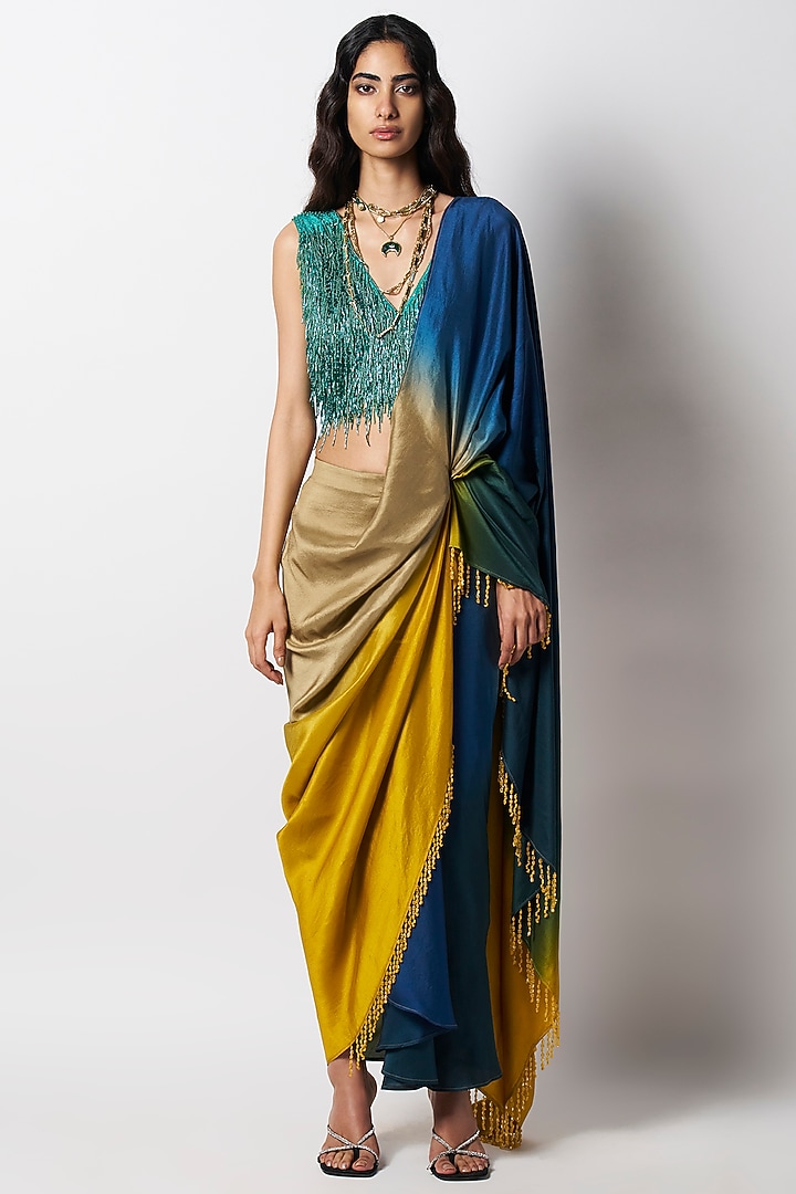 Emerald Green Silk Hand Embroidered Blouse by 431-88 By Shweta Kapur at Pernia's Pop Up Shop