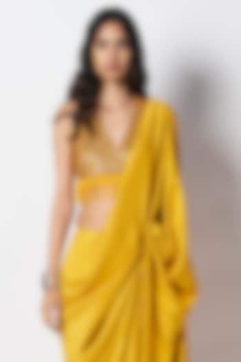 Ochre Yellow Silk Hand Embroidered Blouse by 431-88 By Shweta Kapur at Pernia's Pop Up Shop
