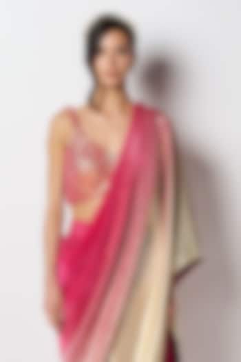 Gold & Fuchsia Silk Hand Embroidered Blouse by 431-88 By Shweta Kapur at Pernia's Pop Up Shop