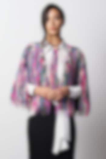 Rainbow Colored Silk Embroidered Handcrafted Cape by 431-88 By Shweta Kapur at Pernia's Pop Up Shop