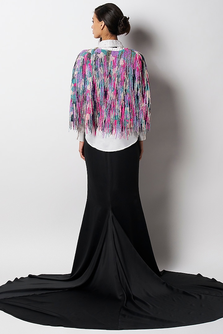 Rainbow Colored Silk Embroidered Handcrafted Cape by 431-88 By Shweta Kapur at Pernia's Pop Up Shop