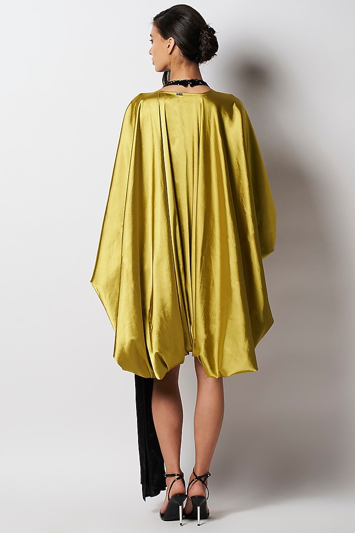 Kelly Green Satin Cape by 431-88 By Shweta Kapur at Pernia's Pop Up Shop