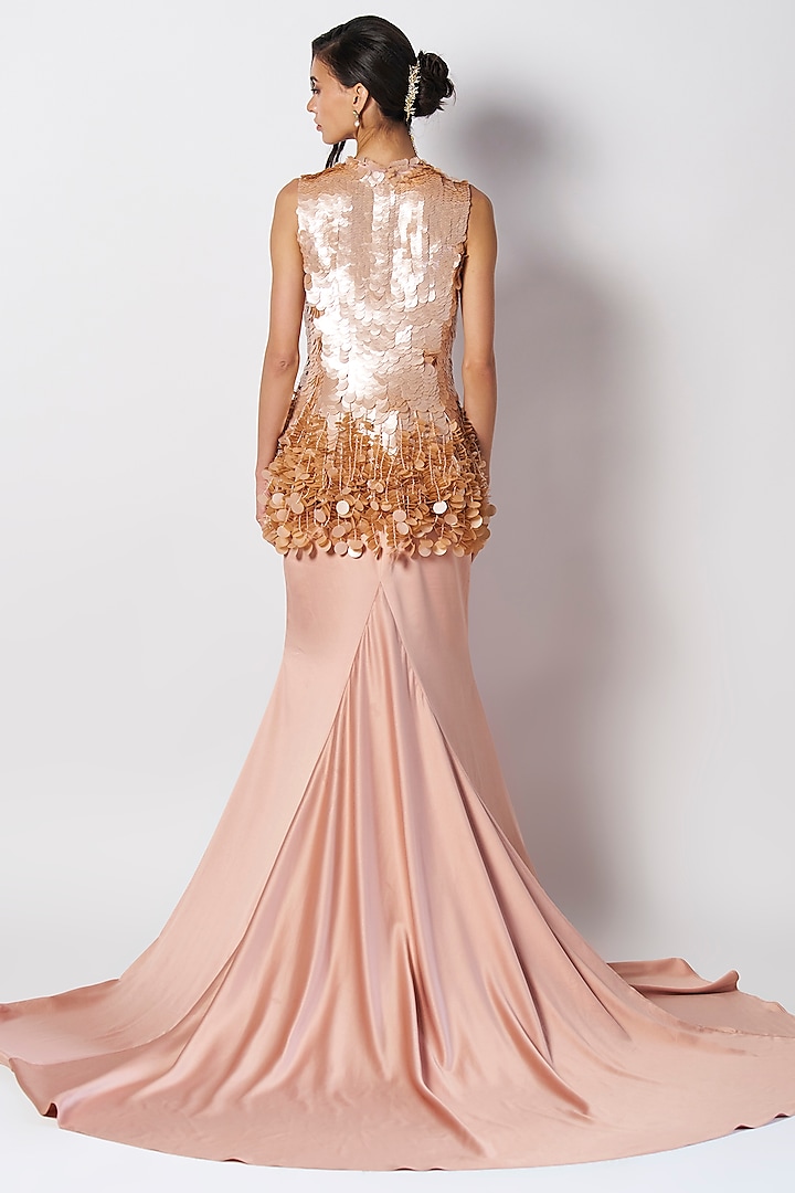 Baby Pink Silk Hand Embroidered Peplum Jacket by 431-88 By Shweta Kapur at Pernia's Pop Up Shop
