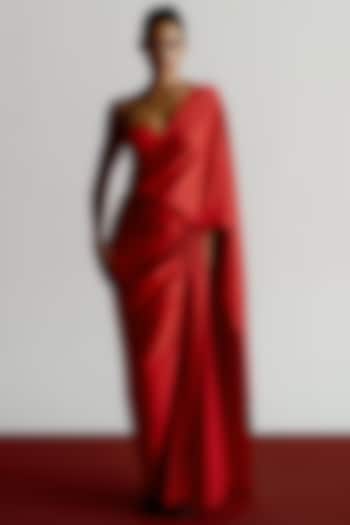 Red Versace Crepe Sculpted Corset by 431-88 By Shweta Kapur at Pernia's Pop Up Shop