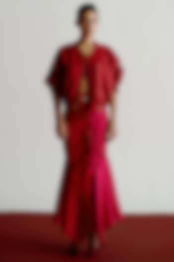 Red Suede Bomber Jacket by 431-88 By Shweta Kapur at Pernia's Pop Up Shop