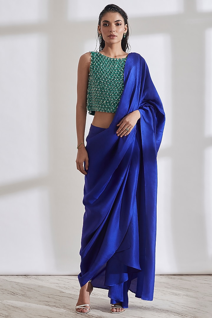 Emerald Hand Embroidered Top by 431-88 By Shweta Kapur at Pernia's Pop Up Shop