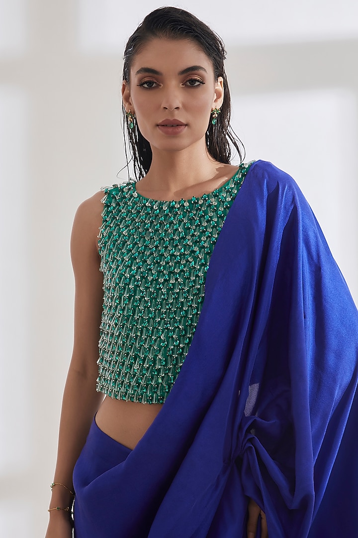 Emerald Hand Embroidered Top by 431-88 By Shweta Kapur at Pernia's Pop Up Shop