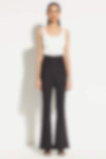 Black Japanese Crepe Bootcut Pants by 431-88 By Shweta Kapur at Pernia's Pop Up Shop