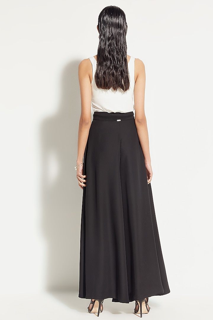 Black Wide-Legged Palazzo Pants With Rope Belt by 431-88 By Shweta Kapur at Pernia's Pop Up Shop