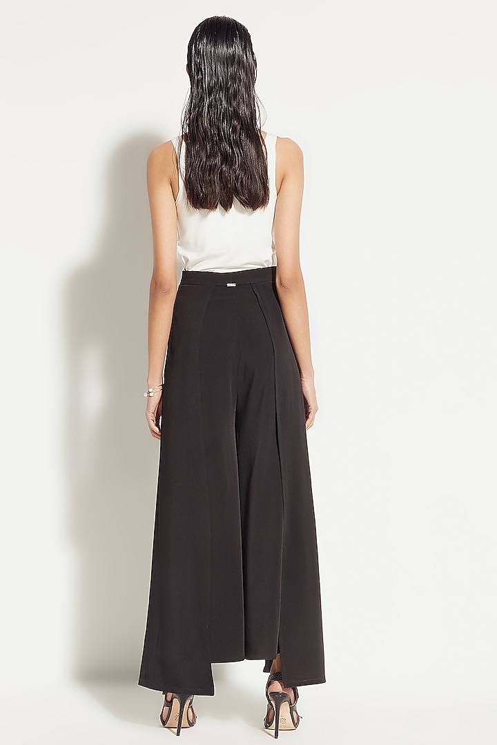Black Crepe Wide-Legged Palazzo Pants by 431-88 By Shweta Kapur at Pernia's Pop Up Shop