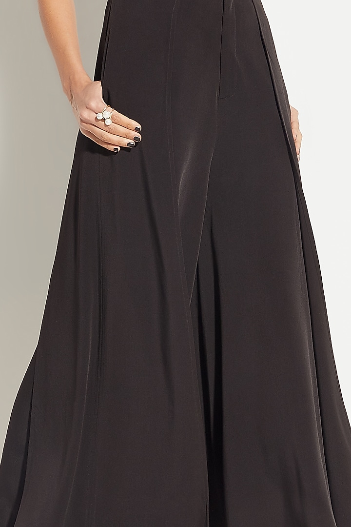 Black Crepe Wide-Legged Palazzo Pants by 431-88 By Shweta Kapur at Pernia's Pop Up Shop