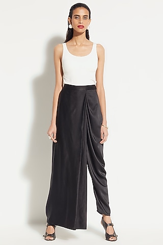 Black Dhoti Pants With Drape by 431-88 By Shweta Kapur