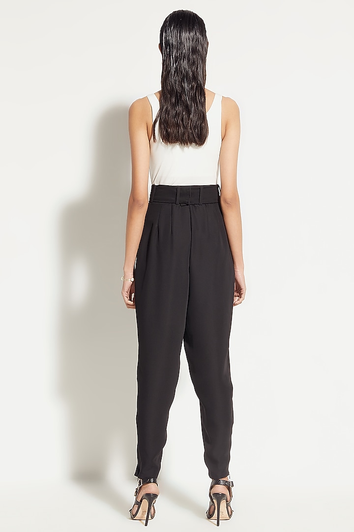 Black Masai Cargo Pants With Belt by 431-88 By Shweta Kapur at Pernia's Pop Up Shop