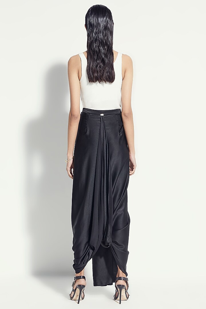Black Satin Dhoti Pants With Drape by 431-88 By Shweta Kapur at Pernia's Pop Up Shop